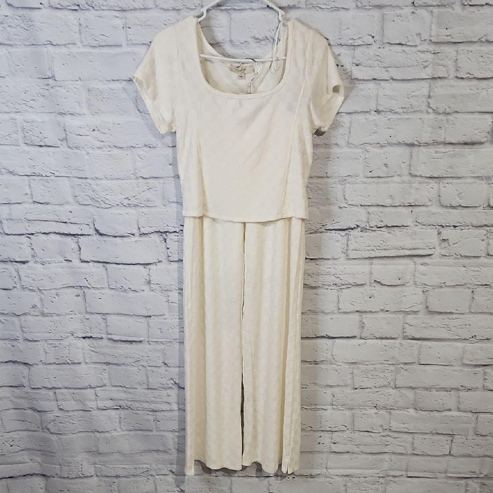 Atelier by Kirious Women's Matching Top And White Wide Leg Pants